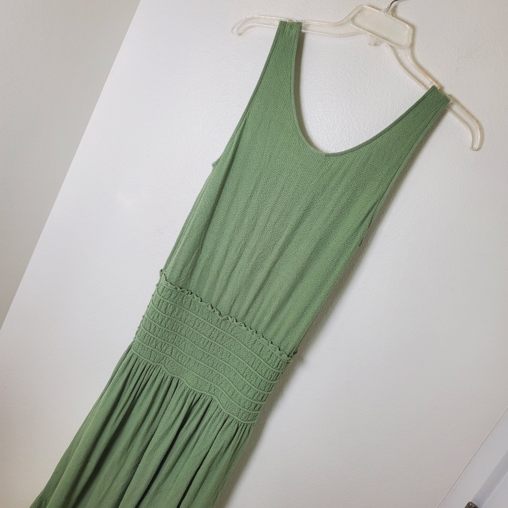 Anthropologie Postmark Sage Green Sleeveless Scoop Neck Smocked Waist Maxi Dress - Picture 10 of 11